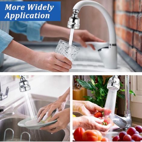 Adaptateur de robinet de cuisine, buse filtrante anti-éclaboussures à 3 modes, économiseur d'eau pour salle de bain (1/4)