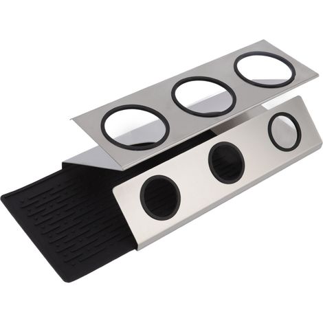 Flaschenabtropfer aus Edelstahl 304 mit silberner Silikonmatte und 3 Löchern für Limonadenflaschen, ideal für die Küche. (1/5)