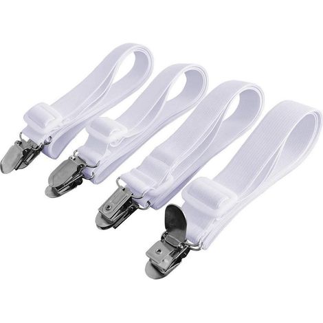 Lot de 4 tendeurs de drap réglables 60-200cm Blanc