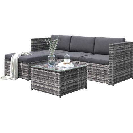 Garden Corner Sofa rattan Garden Furniture Patio Set Garden Entertaining Set Garden Rattan Furniture Lounge Set,Grey