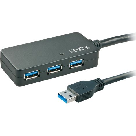 Lindy 43159 Schnittstellen-Hub USB 3.2 Gen 1 (3.1 Gen 1) Type-A 5000 Mbit/s Schwarz (1/2)