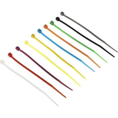 Rs Pro – Serre-câble nylon 66 assorti 100mm x 2,5mm – Non desserrable – Boîte de 1000 – Température -40°C à +85°C