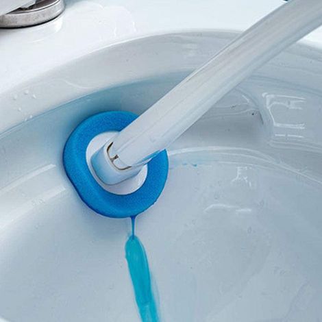 Système de nettoyage de toilettes jetable avec 10 têtes de brosse désinfectantes de rechange - Kit de brosses de toilettes (1/3)