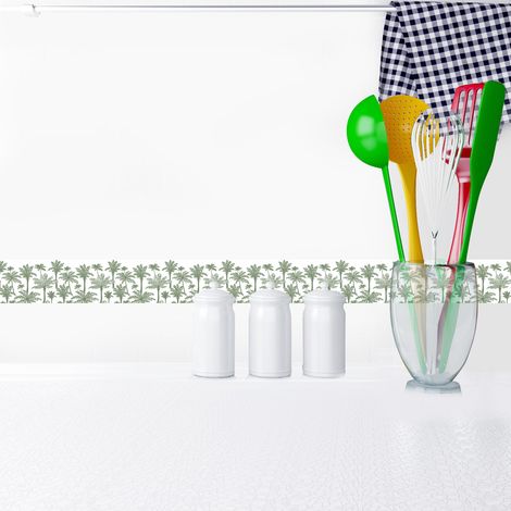 Frise adhésive décorative autocollante palmiers verts 5cm x 300cm – Vinyle pour décoration intérieure – Facile à poser et repositionnable – Plage (1/2)