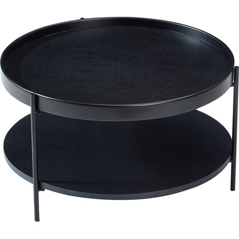 Tavolino da salotto rotondo a 2 livelli con vassoio, legno e metallo, 69 x 69 x 38 cm, 3 colori (1/5)