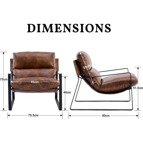 Loungesessel mit Armlehnen aus PU-Leder, modern, braun (1/5)