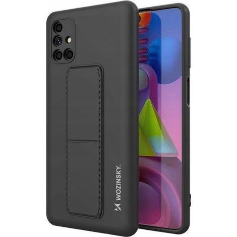 Custodia Wozinsky Kickstand in silicone con supporto per Samsung Galaxy M51, colore nero (1/5)