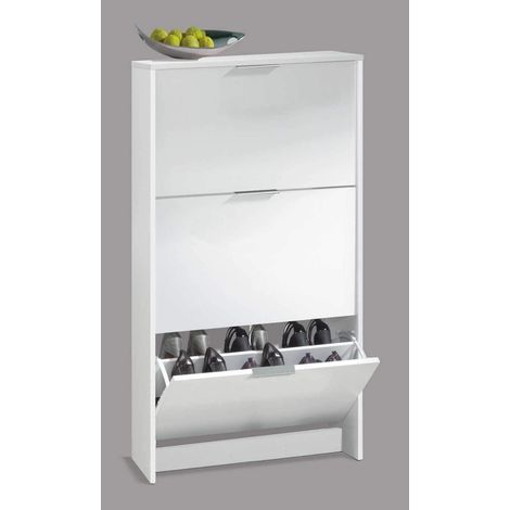 Scarpiera A Ribalta Salvaspazio 3 Ante E 6 Ripiani Mobile Portascarpe Antigraffio Fino A 20 Paia Di Scarpe Design Moderno Minimal Ingresso Corridoio Retro Porta 113 x 60 x 22 Cm Bianco - Colore: Bianc (1/5)