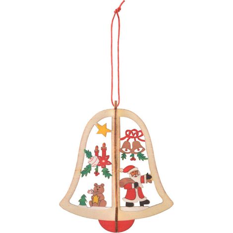Ornements d'arbre de noël en bois, ornements suspendus en bois suspendus, ornements suspendus en bois DIY（Cloche de type B [couleur du journal]） (1/5)