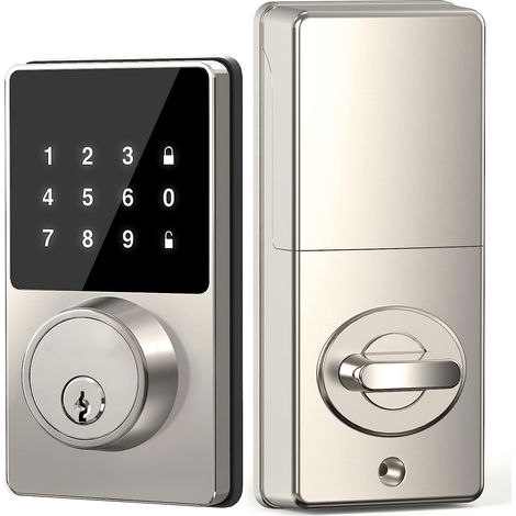 BOMCLAP Serrure connectée avec mot de passe, serrure d'entrée sans clé avec clavier tactile, installation facile, 50 codes utilisateurs (1/5)
