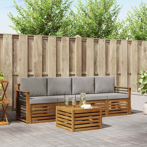 Sofagarnituren 5 pcs Natürlich und Hellgrau Massivholz Akazie (1/5)