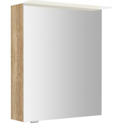 Armoire à miroir LINEX avec. Luminaire LED, 60x70x15cm, gauche/droite, chêne Alabama (1/5)