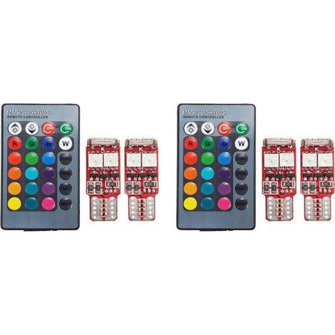 Stück T10 W5W LED RGB Fernbedienungsleuchten Blinkerbirne Auto-Innenraum Keilseitenleuchten (1/5)