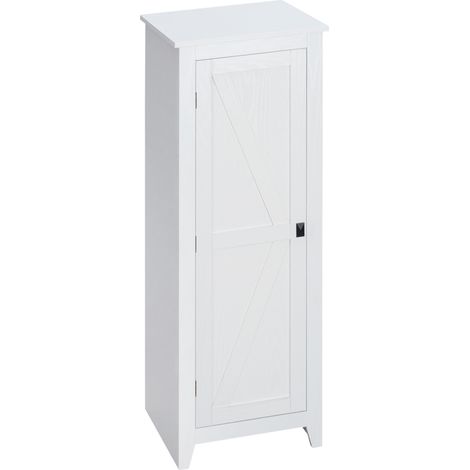Buffet de cuisine, meuble de salle de bain, design gain de place de style classique avec 3 étagères réglables – hauteur 120 cm, bois blanc
