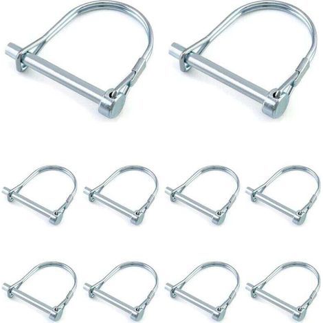 10 Pcs D-Shaped Locking Pins, Galvanized Carbon Steel Security Pins for Garden Lawns and Trailers - 6 x 50 mm (1/5)