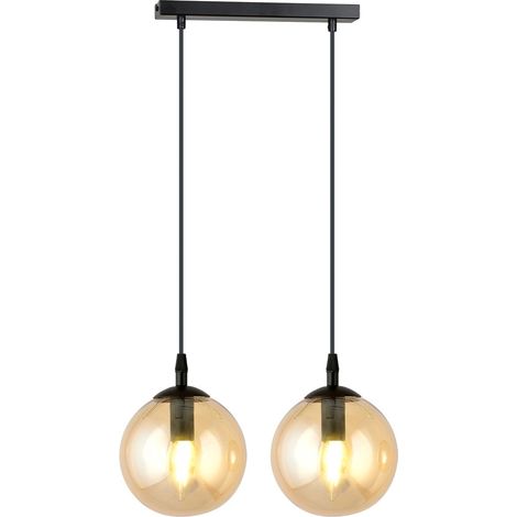 Suspension Emibig Cosmo 2 noire verre miel 2xE14 40 cm (1/4)