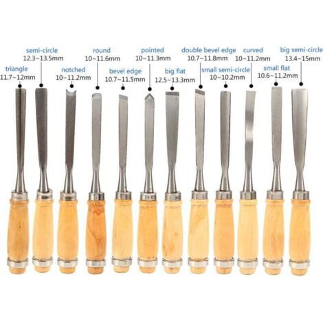 [JAMAIS UTILISÉ]Ensemble de Gouge de sculpture à la main, ensemble d'outils de ciseau à main de sculpture sur bois 12 pièces Gouges professionnelles pour les amateurs de bricolage à bois débutants (1/3)