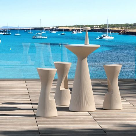 Tabouret de bar haut terrasse 76cm polyéthylène design moderne Fade S1 - Bordeaux
