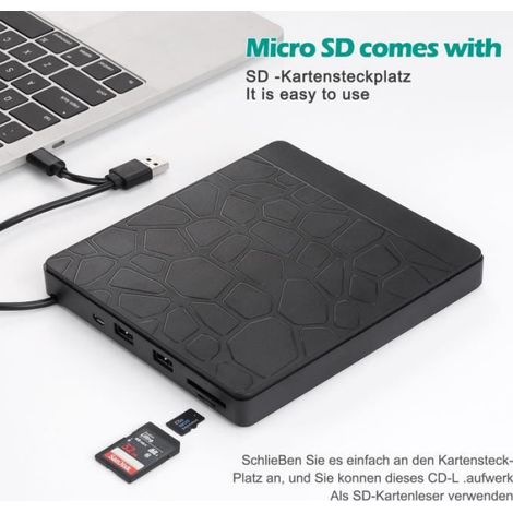 1 Graveur DVD externe,USB 3.0 Type C,haute vitesse,CD-DVD-RW,bureau domicile (1/4)