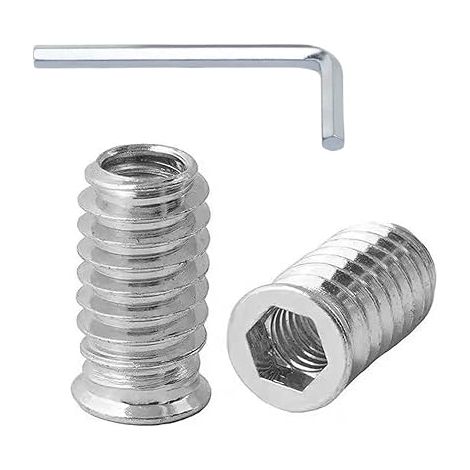 Threaded Wood Inserts M10 x 15 mm, Carbon Steel Threaded Sockets, Screw Inserts with Hexagonal Nut for Wooden Furniture (1/5)