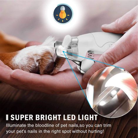 Coupe-ongles pour chiens et chats avec lumière LED, coupe-ongles et coupe-griffes rechargeable, outil de toilettage professionnel et sûr avec récupérateur d'ongles et lime à ongles offerte, lames rapi (1/4)