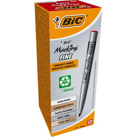 BIC Marking Fine Pocket ECOlutions Marker – 12 rote, langlebige und umweltfreundliche
