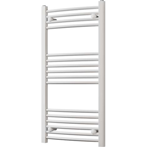 Zennor - White Heated Towel Rail - H1000mm x W500mm - Curved (1/3)