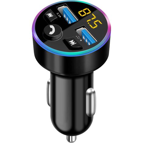 Trasmettitore FM Bluetooth - Adattatore Bluetooth 5.0 - Adattatore audio - Lettore MP3 - Trasmettitore FM in metallo - con doppio caricatore USB per cellulare e spina per accendisigari (1/5)