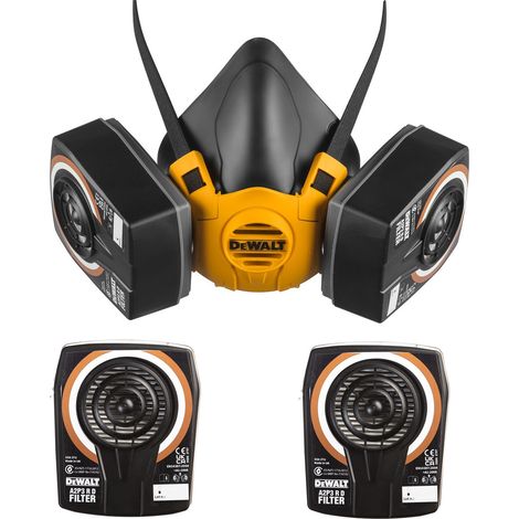 Dewalt A2P3 Half Mask Respirator Face Mask Medium with Extra A2P3 Filters