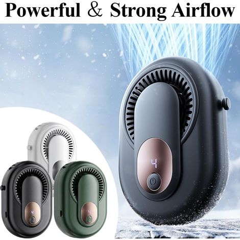 Lot de 3 ventilateurs portables à pince pour la taille, rechargeables 3500 mAh, sans pales, 5 vitesses, USB-C, silencieux, pour les voyages. (1/5)