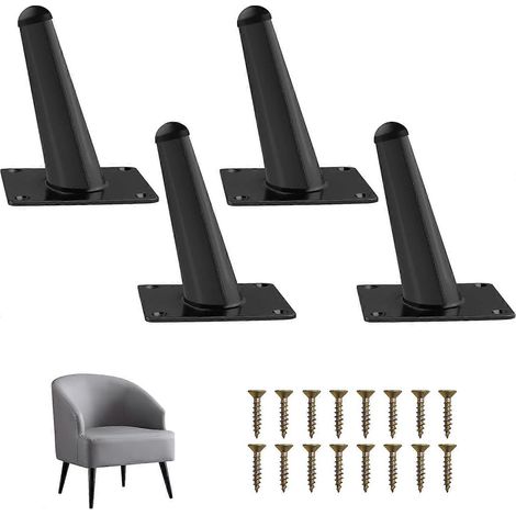 Pieds de table basse réglables en métal de 30 cm, ensemble de 4 pièces doré, pieds de remplacement coniques pour meubles avec vis, adaptés aux armoires, lits, penderies, diamètre de 10 cm, doré. (1/5)