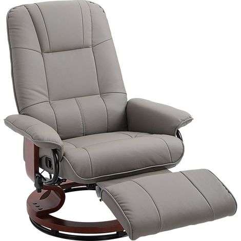 Reclining Swivel Chair- Footrest -- Grey (1/5)