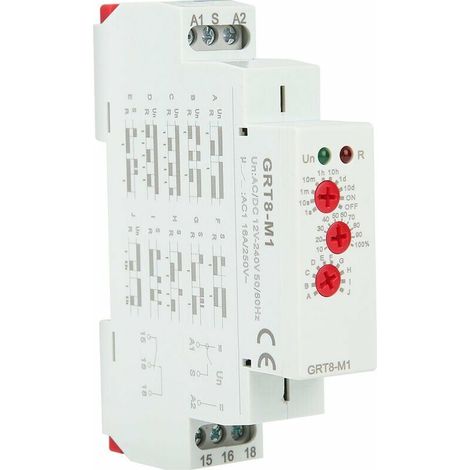 KZQ GRT8-M1 Time Delay Relay with 10 Functions, 35mm DIN Rail Mount, AC/DC 12V-240V 50-60Hz (1/4)