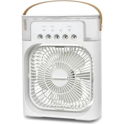 Ventilatore da tavolo con funzione nebulizzante - Ricaricabile tramite USB - Ventilatore rinfrescante e umidificante - Bianco + 19,7 x 6,3 x 14,5 cm (1/4)
