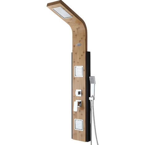 Colonne de douche hydromassante, pluie tropicale et panneau en bambou - 22 x 145 cm - DALIMA (1/5)