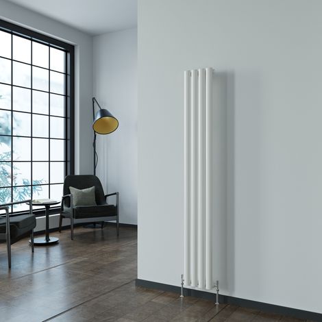 AICA Designer Oval Column Radiator Vertical 1600 x 236 mm HxW Single White (1/4)