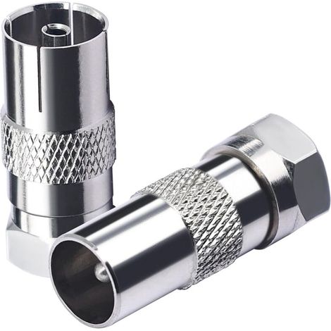 Adaptateur pour antenne TV (fiche F vers prise coaxiale) – 2 pièces