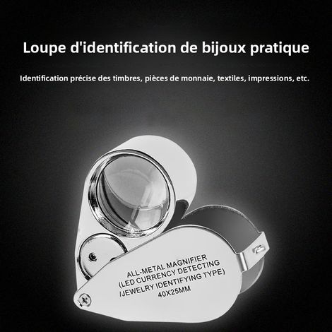 Loupe 40x avec éclairage, loupe pliante de poche pour l'expertise de bijoux, de pièces de monnaie et d'antiquités - Loupe 30x pour l'expertise de bijoux (1/4)