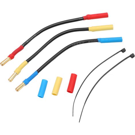 3 Stück Bananenstecker-Verlängerungskabel 4 mm 13 cm Länge hitzebeständig für Boote und elektrische Anschlüsse (1/5)