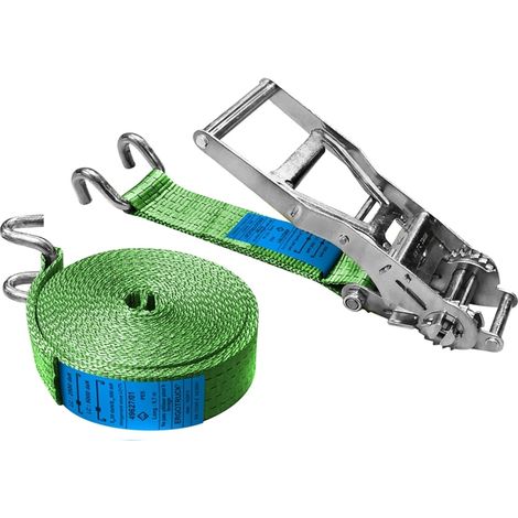 Sangle d'arrimage 2 parties vert 811EG2.5/1065/9 - 9 mètres 2 500 daN doigts écartés - PMS INDUSTRIE