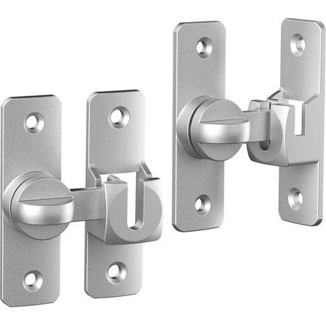 2PCS Verrou de Porte pour Portes Coulissantes,90/180 Verrou Serrure de Porte, Verrou Porte Coulissante, Serrure Fermeture Porte pour Portes Coulissantes, Fenêtres, Cuisines (Argentées) (1/5)