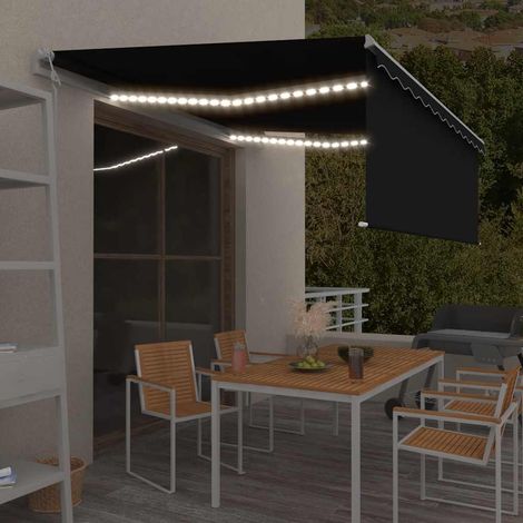 Toldo automático persiana LED y sensor viento antracita 4,5x3 m