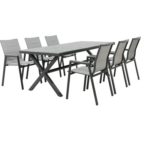 Primaster Garten-Essgruppe Milos 6 Personen Aluminium dunkelgrau/anthrazit Sitzgruppe (1/3)