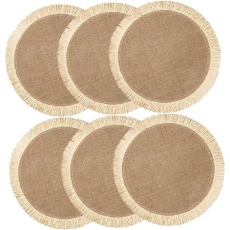 pièces Set Table Ronds Jute Lavables Nappes Tissées Résistantes Chaleur pour Protection de Table sous Assiettes et Coupes pour Cuisine et Salle à Manger (1/5)