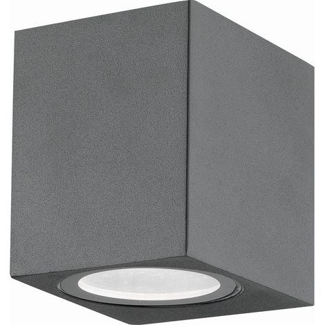 Merano Cincinnati Applique d'extérieur carrée vers le bas gris foncé aluminium verre LED GU10 1x7W IP54