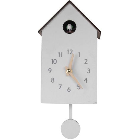 Horloge murale à quartz moderne avec motif coucou idéale pour la décoration de la maison ou du bureau - Blanche (1/5)
