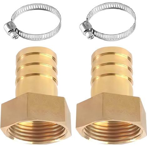 Set aus 2 Messing-1/2"-IG-Rohrverschraubungen - 1/2"-Rohrverschraubung - 10 mm - Adapter mit 2 Schlauchschellen (1/5)