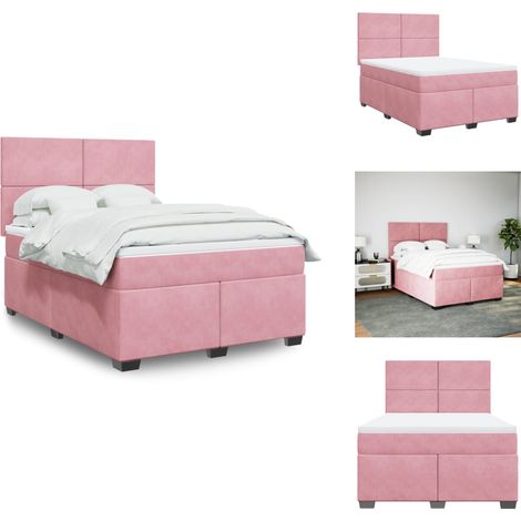 Sommier à lattes de lit avec matelas Rose 160x200 cm Velours - Sommier À Lattes De Lit - Sommiers À Lattes De Lit - Lit - Meuble De Chambre À Coucher (1/5)