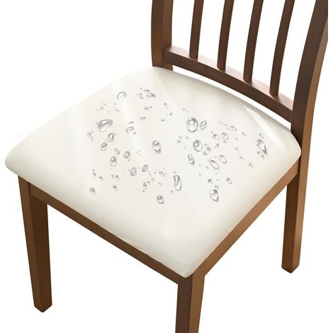 Stuhlbezug PU 4er Set wasserdicht elastisch abnehmbar für Esszimmerstühle Beige (1/5)