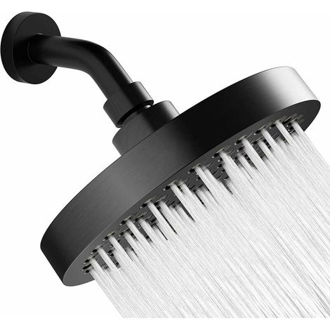 Cabezal de ducha anti-tubería de 6 pulgadas, cabezal de ducha fijo de alta presión, ducha de lluvia económica, ahorro de agua, ducha, 1/2 pulgada, negro, negro, negro, negro, negro, negro, negro (1/5)